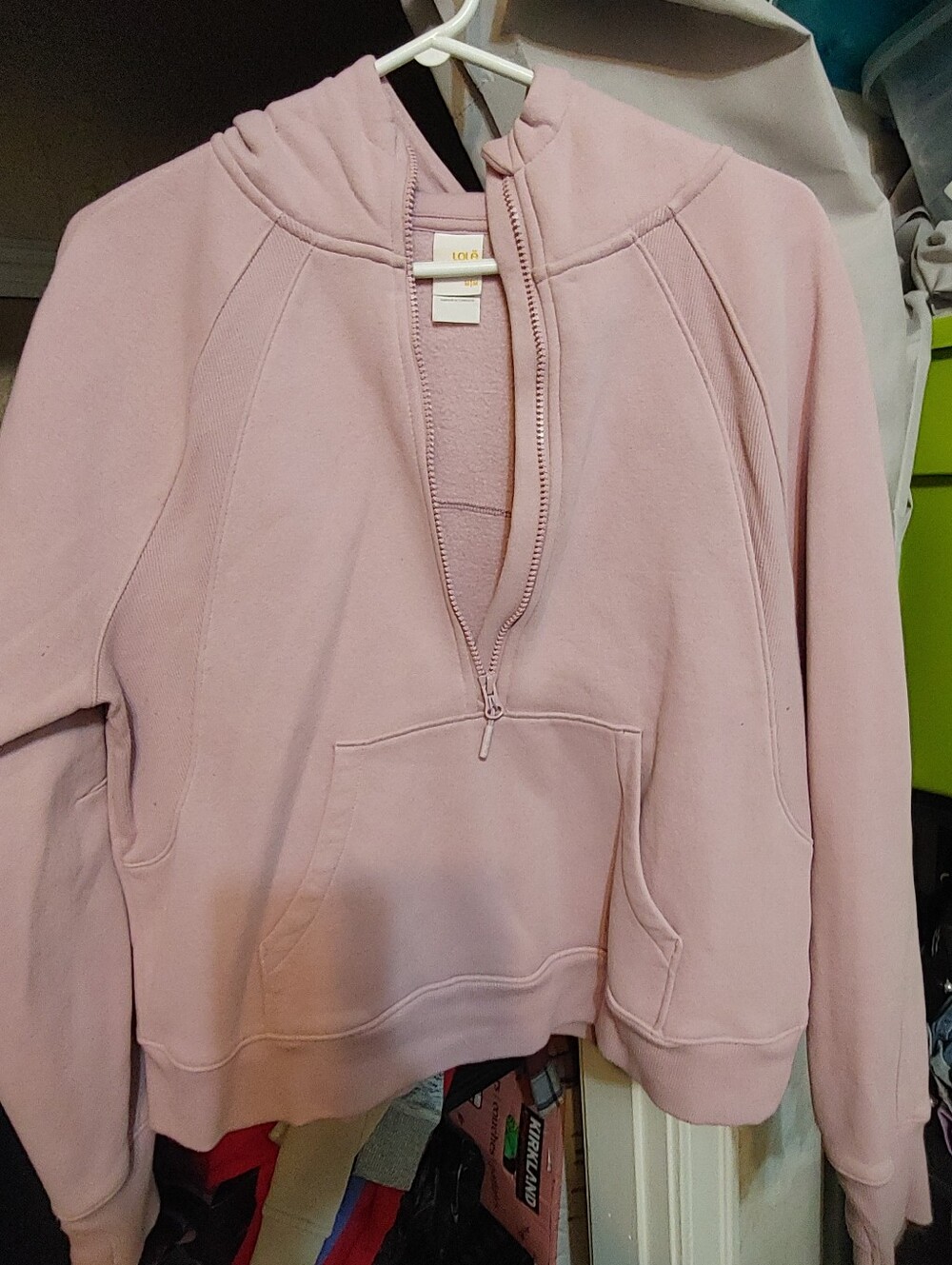 Lole Light Pink Hooded Half Zip Crop Pullover